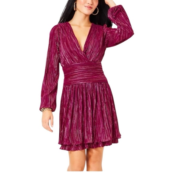 Lilly Pulitzer jessamie long sleeve mulberry mini dress size 4 - Picture 1 of 13